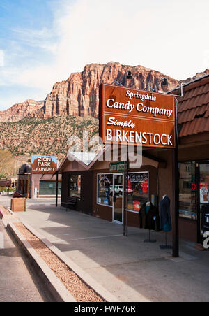 Springdale the gateway town to Zion National Park Stock Photo