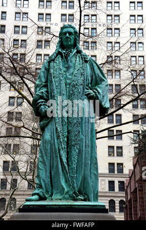 Statue of John Watts Jr.at Trinity Church on Wall Street, New York City, NY, USA Stock Photo