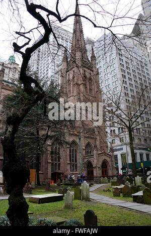 Trinity Church on Wall Street, New York City, NY, USA Stock Photo