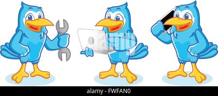 Blue Jay Mascot with phone Stock Vector