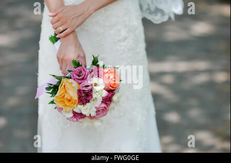 Beautiful bridal bouquet with Roses Stock Photo