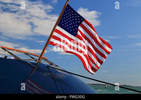 America American USA National Flag at super yacht Limitless Stock Photo