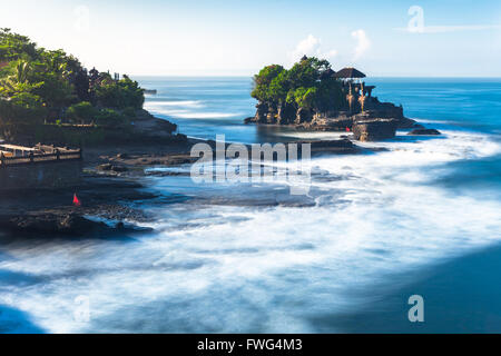 Pura Tanah Lot in the morning, famous ocean temple in Bali, Indonesia. Stock Photo