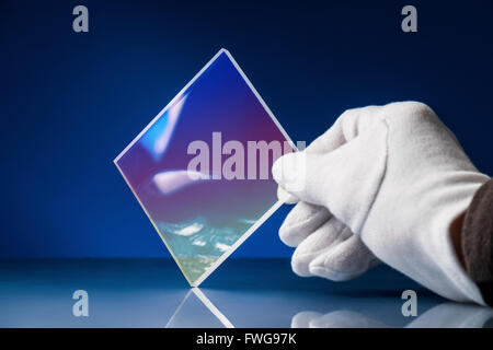 Chalcogenide glass used in a photonic integrated optical circuit (PIC). Stock Photo