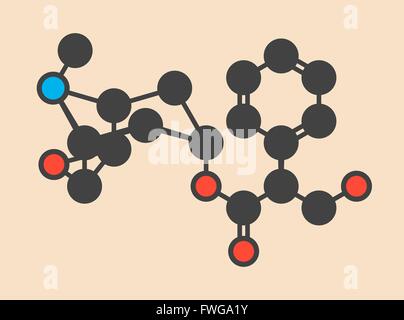 Scopolamine (hyoscine) anticholinergic drug molecule Used in treatment of nausea vomiting and motion sickness Stylized skeletal Stock Photo