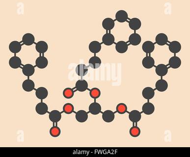 Glycerol phenylbutyrate urea cycle disorder drug molecule Stylized skeletal formula (chemical structure) Atoms are shown as Stock Photo