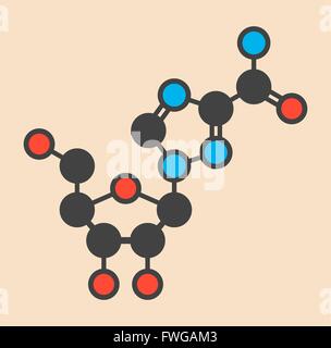 Ribavirin antiviral drug molecule Used in treatment of hepatitis C virus infections and of viral haemorrhagic fevers Stylized Stock Photo