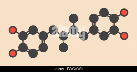 Masoprocol skin cancer (actinic keratosis) drug molecule Stylized skeletal formula (chemical structure) Atoms are shown as Stock Photo