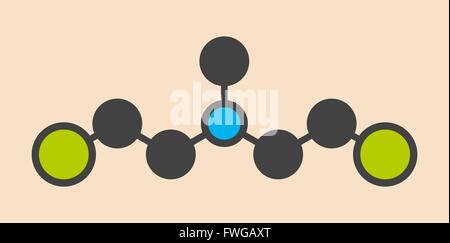 Chlormethine (mechlorethamine mustine HN2) cancer chemotherapy drug molecule Nitrogen mustard compound also used a blister Stock Photo