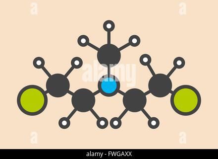 Chlormethine (mechlorethamine mustine HN2) cancer chemotherapy drug molecule Nitrogen mustard compound also used a blister Stock Photo