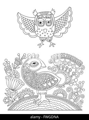 original black and white line drawing page of coloring book Stock Vector