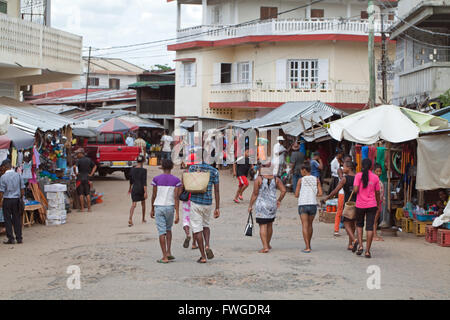 Sambava. Side street with market stalls. Northeast coast. Madagascar. Stock Photo