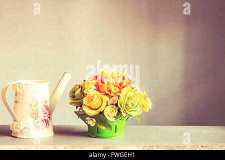 Flowerpot decorations on the wooden Stock Photo