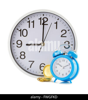 clock collection isolated on white background Stock Photo