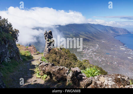 View from Mirador de Jinama to El Golfo Valley, UNESCO biosphere reserve, El Hierro, Canary Islands, Spain, Atlantic, Europe Stock Photo