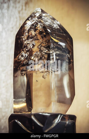 Closeup photo of natural transparent quartz crystal Stock Photo