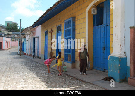 Daily life. A Street scene in Trinidad, Cuba Stock Photo