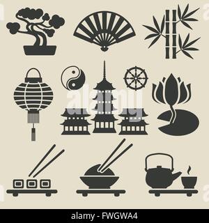 Asian icons set - vector illustration. eps 8 Stock Vector