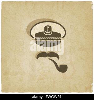 Captain mustache pipe old background - vector illustration. eps 10 Stock Vector