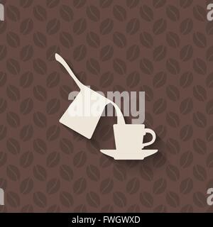 coffee turk and cup on seamless background - vector illustration. eps 10 Stock Vector