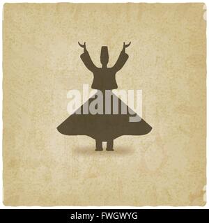 dervish dancer old background - vector illustration. eps 10 Stock Vector