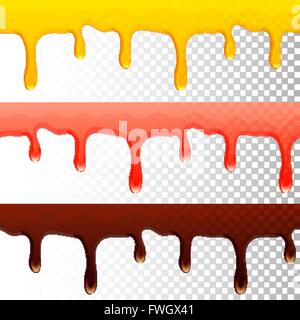 honey jam chocolate seamless transparent drips - vector illustration. eps 10 Stock Vector