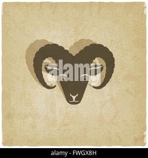 sheep head symbol old background - vector illustration. eps 10 Stock Vector