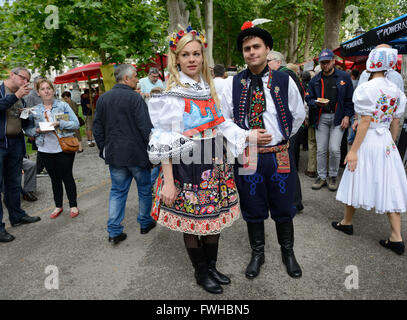 Zagreb, Croatia. 12th June, 2016. Participants dressed in Czech folk costumes perform during the annual Day of National Minorities at Zrinjevac Park in Zagreb, Croatia, June 12, 2016. Members of 18 national minorities settled in Croatia presented their traditional customs, food and folklore to tourists and locals on Sunday. Credit:  Miso Lisanin/Xinhua/Alamy Live News Stock Photo