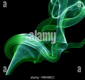 green smoke on the black background. Stock Photo