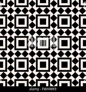 Black and white abstract seamless pattern made of retro monochrome geometric shapes. EPS10 vector. Stock Vector