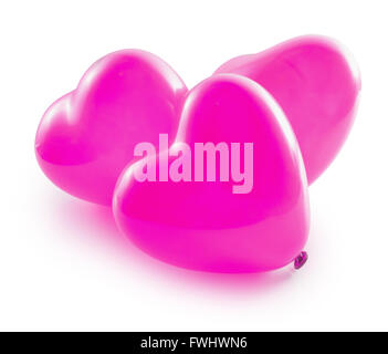 pink balloon hearts isolated on the white background. Stock Photo