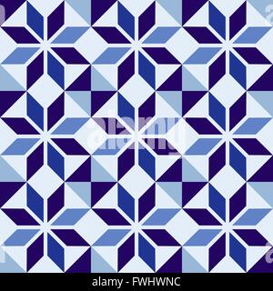 Classic ceramic mosaic tile seamless pattern with abstract geometric shape decoration.  EPS10 vector. Stock Vector