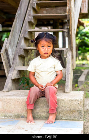 Yasuni, Ecuador - 17 November 2012: Portrait Of Young Indigenous Girl, National Park Yasuni, South America In Yasuni Stock Photo