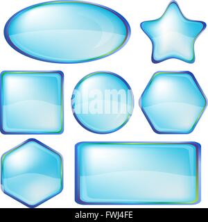 Icons buttons blue, set Stock Vector