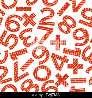 Numbers brick, seamless Stock Vector
