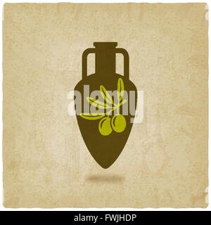 amphora with olive oil old background. vector illustration - eps 10 Stock Vector