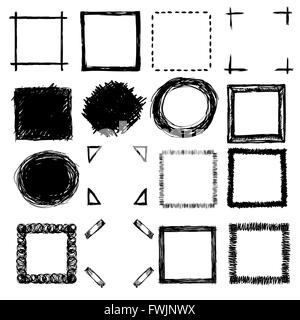 hand-drawn scribble frames and corners - vector illustration. eps 8 Stock Vector