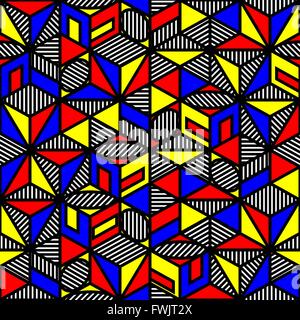 bright colored cube geometric pattern in style of the 80s. vector illustration - eps 8 Stock Vector
