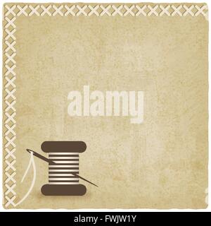 sewing old  background with spool of thread and needle. vector illustration - eps 10 Stock Vector