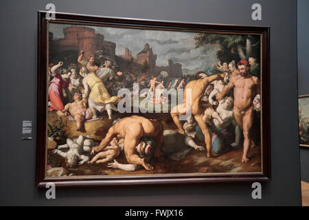 'The Massacre of the Innocents' by Cornelis Cornelisz. van Haarlem (1590) in the Rijksmuseum, Amsterdam, Netherlands. Stock Photo
