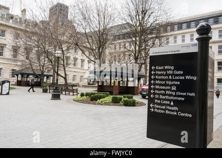 St Bartholomew s Hospital courtyard London with patients resting