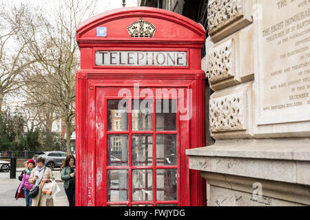 'Sherlock Holmes' phone box outside St. Barts Hospital in Smithfield, central London, UK Stock Photo