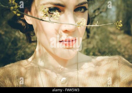 Portrait Of Beautiful Woman By Twig