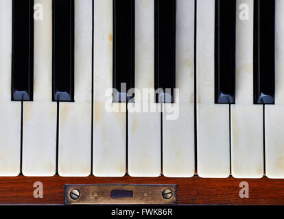 Piano keys of an old piano Stock Photo