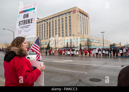 Chicago, Illinois - Striking Chicago teachers joined bakery workers protesting Nabisco's moving 600 jobs to Mexico. Stock Photo