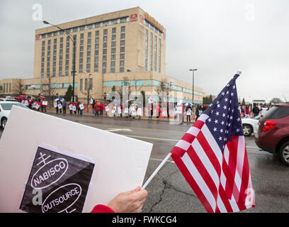 Chicago, Illinois - Striking Chicago teachers joined bakery workers protesting Nabisco's moving 600 jobs to Mexico. Stock Photo