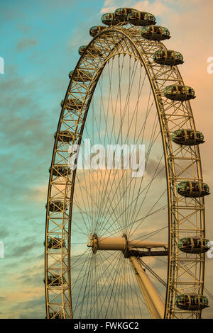 London Eye Tourist Attraction Evening Night Stock Photo