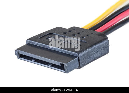 Serial ATA power cable isolated on white background, clipping path, closeup Stock Photo