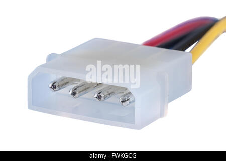 Serial ATA power cable isolated on white background, clipping path, closeup Stock Photo