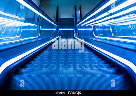 Neon Escalator Kings Cross St Pancrass Stock Photo